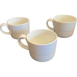 Crate & Barrel by Aaron Probyn Hue White Dinner Mug Cup 3 1/4" Set Of 3